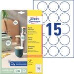 Etikety univerzálne kruhové 51mm Avery A4 10 hárkov