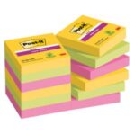 Samolepiaci bloček Post-it Super Sticky CARNIVAL, veľkosť 47,6 x 47,6 mm, 12 bločkov po 90 lístkov