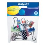 Klipy na dokumenty Pelikan farebné, 12 ks, mix farieb a veľkostí