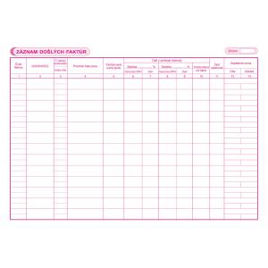 Kniha došlých faktúr, A4, 30 listov