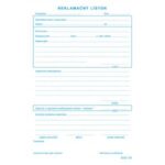 Reklamačný list, samoprepis, A5, 100 listov